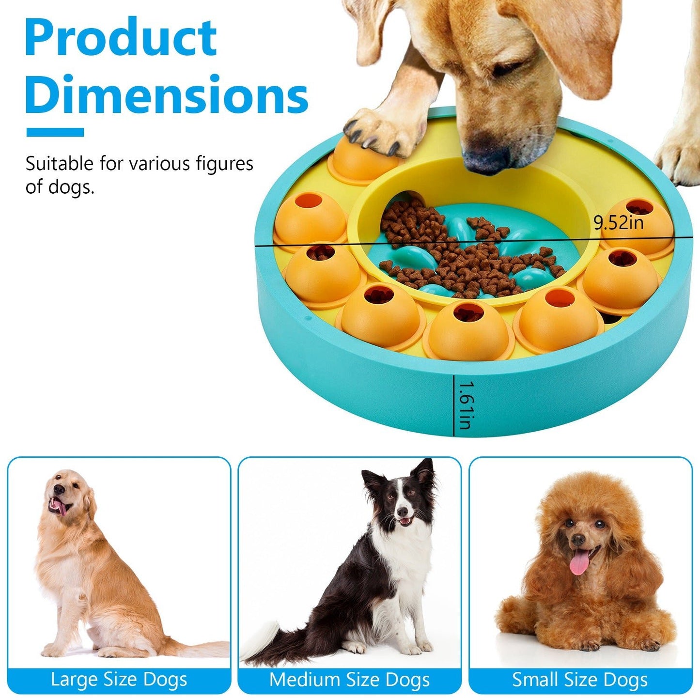 1Pc Dog Puzzle Food Feeder Slow Feeding Bowl Interactive Toy Dog Treat Dispensing Toy For IQ Training Mental Enrichment For Small Medium Large Dog Cat - Prime Essentials