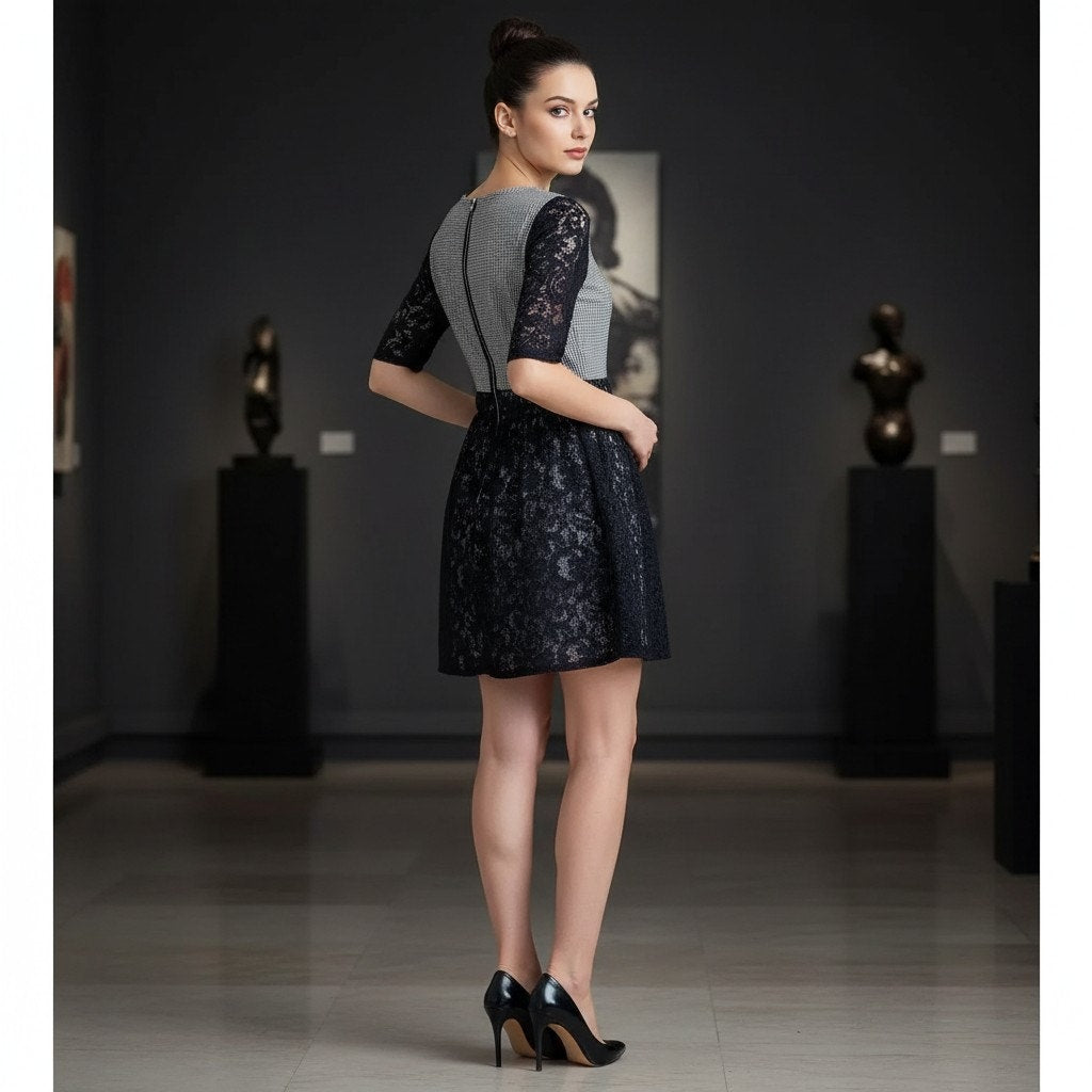 Elevate Your Style with the Carven Blue Lace Mini Dress - Timeless Elegance Redefined - Prime Essentials