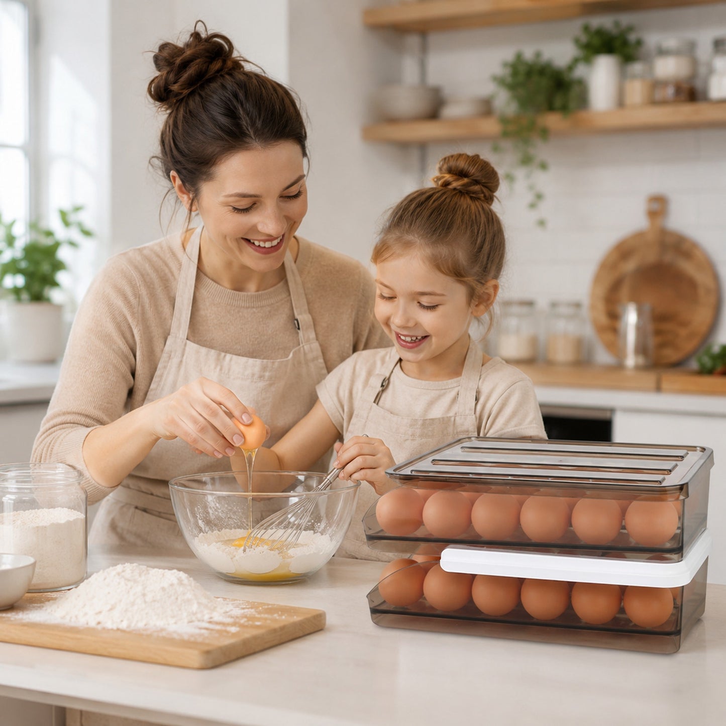 Prime Essentials Rolling Egg Organizer Auto Dispenser Clear Space-Saving Storage