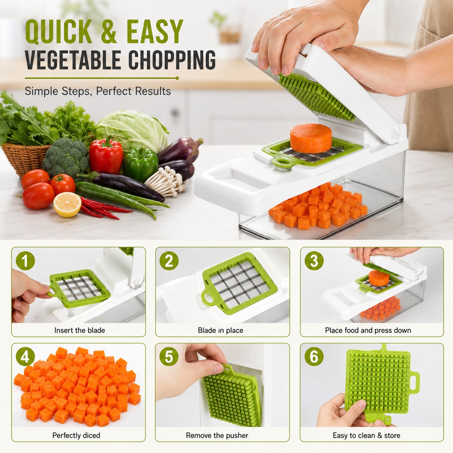Prime Essentials 12-in-1 Vegetable Chopper with Container Fast Meal Prep