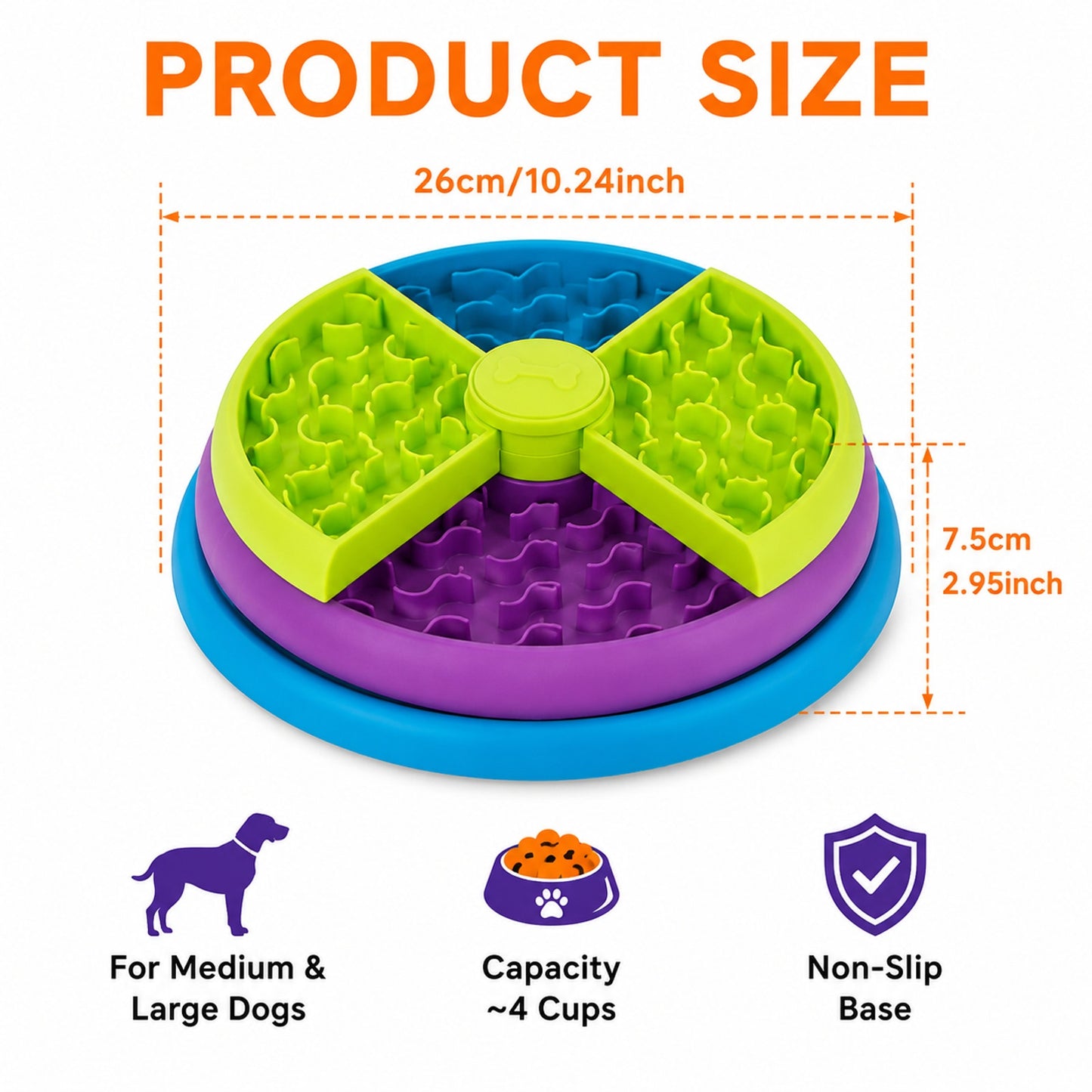 Prime Essentials 3-in-1 Slow Feeder Pet Bowl Interactive Puzzle Anti-Choking