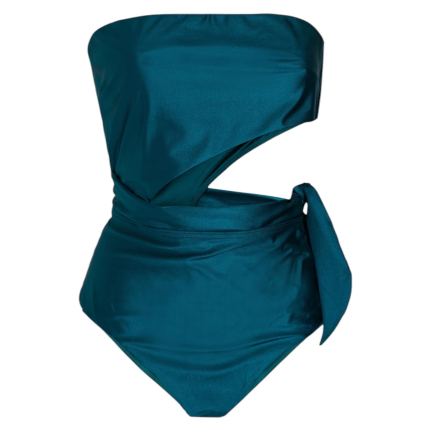 Zimmermann Bandeau Swimsuit Cutout Bow Teal US4 Flattering