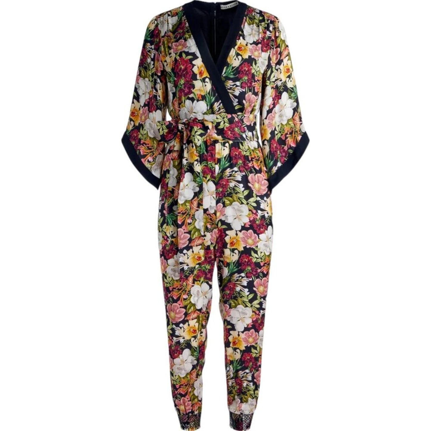 Alice + Olivia Satin Jumpsuit Floral US 0 Elegant Style