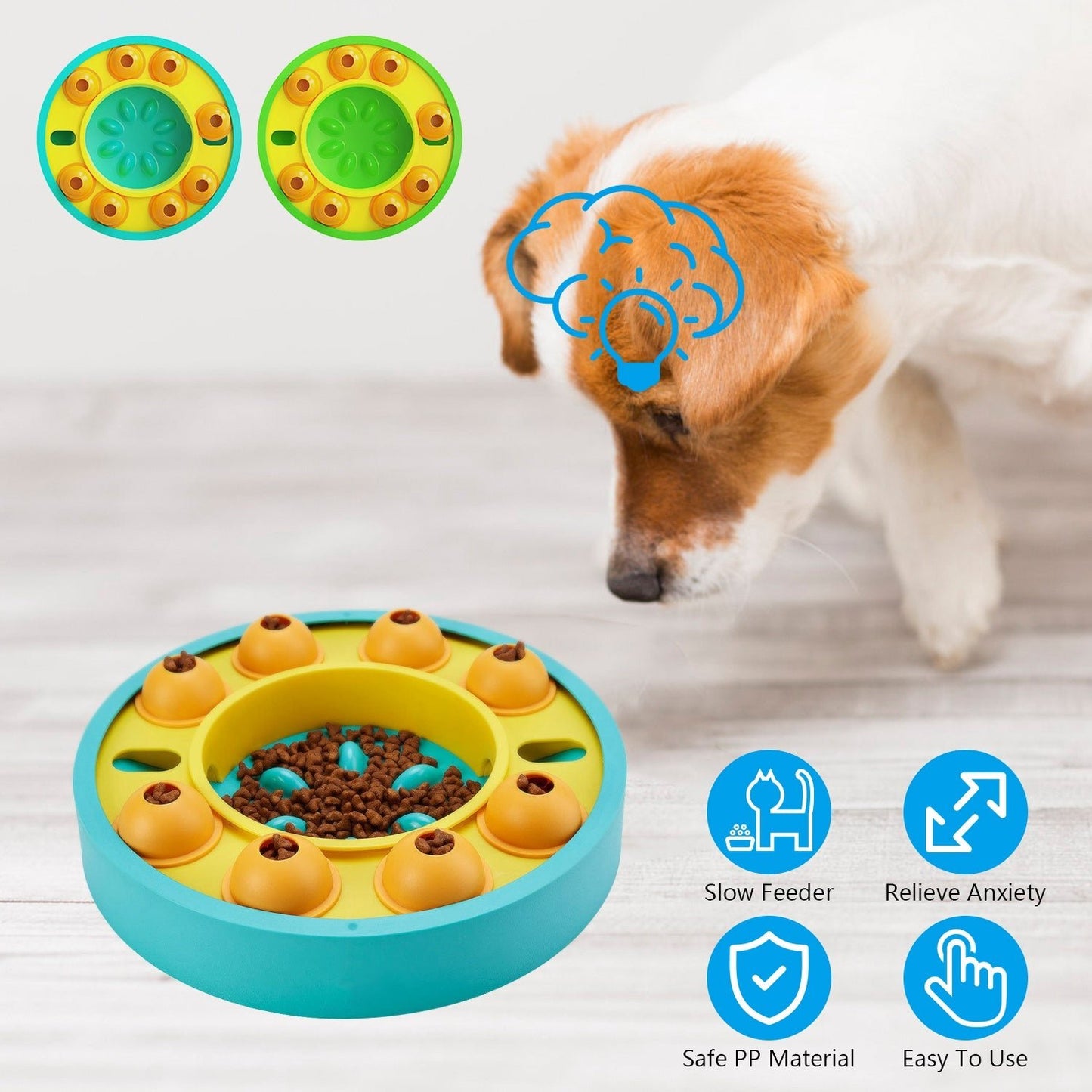 1Pc Dog Puzzle Food Feeder Slow Feeding Bowl Interactive Toy Dog Treat Dispensing Toy For IQ Training Mental Enrichment For Small Medium Large Dog Cat - Prime Essentials