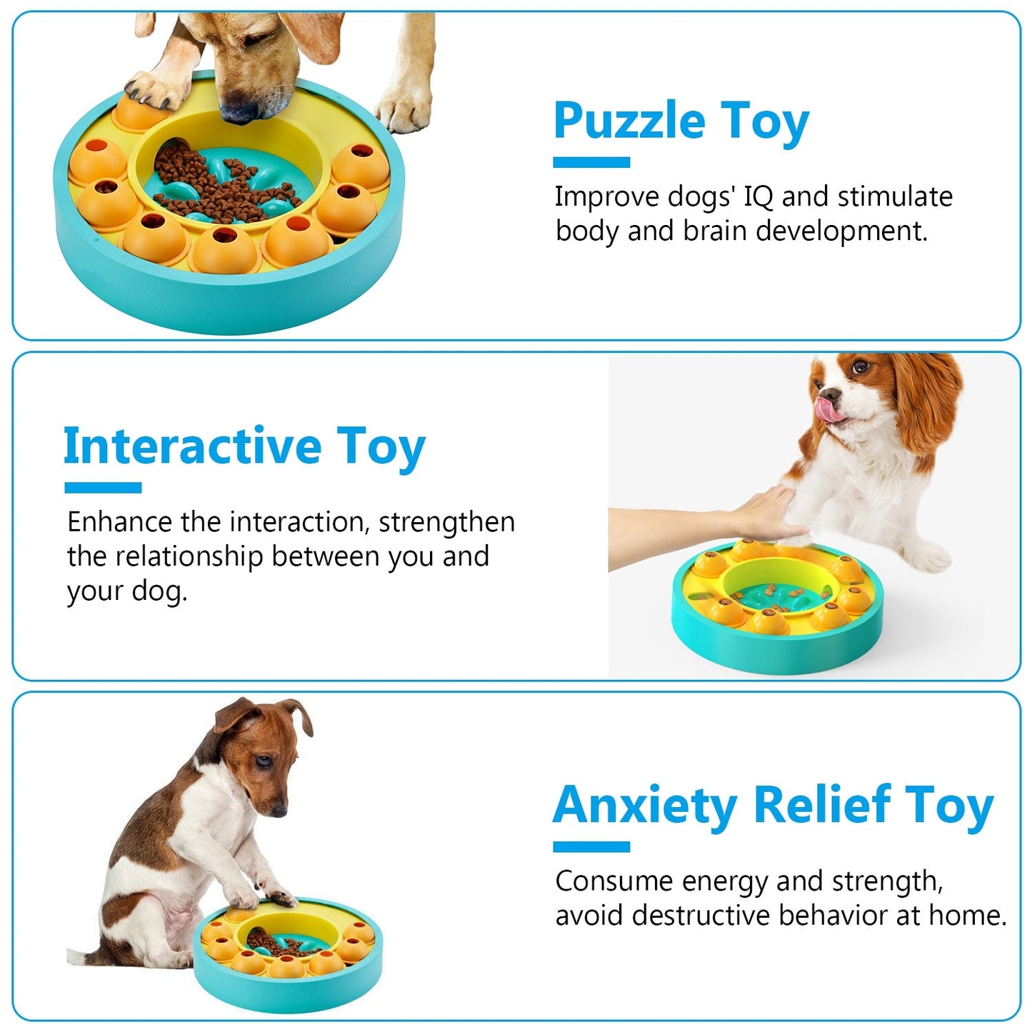 1Pc Dog Puzzle Food Feeder Slow Feeding Bowl Interactive Toy Dog Treat Dispensing Toy For IQ Training Mental Enrichment For Small Medium Large Dog Cat - Prime Essentials