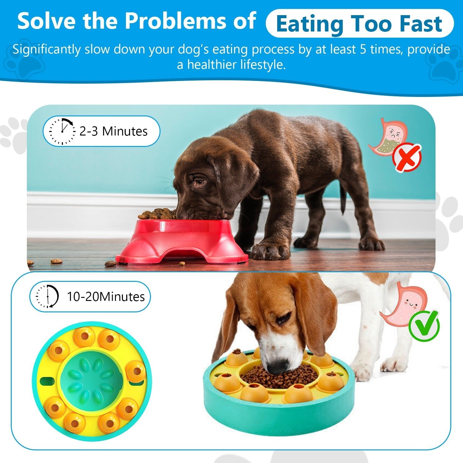 1Pc Dog Puzzle Food Feeder Slow Feeding Bowl Interactive Toy Dog Treat Dispensing Toy For IQ Training Mental Enrichment For Small Medium Large Dog Cat - Prime Essentials