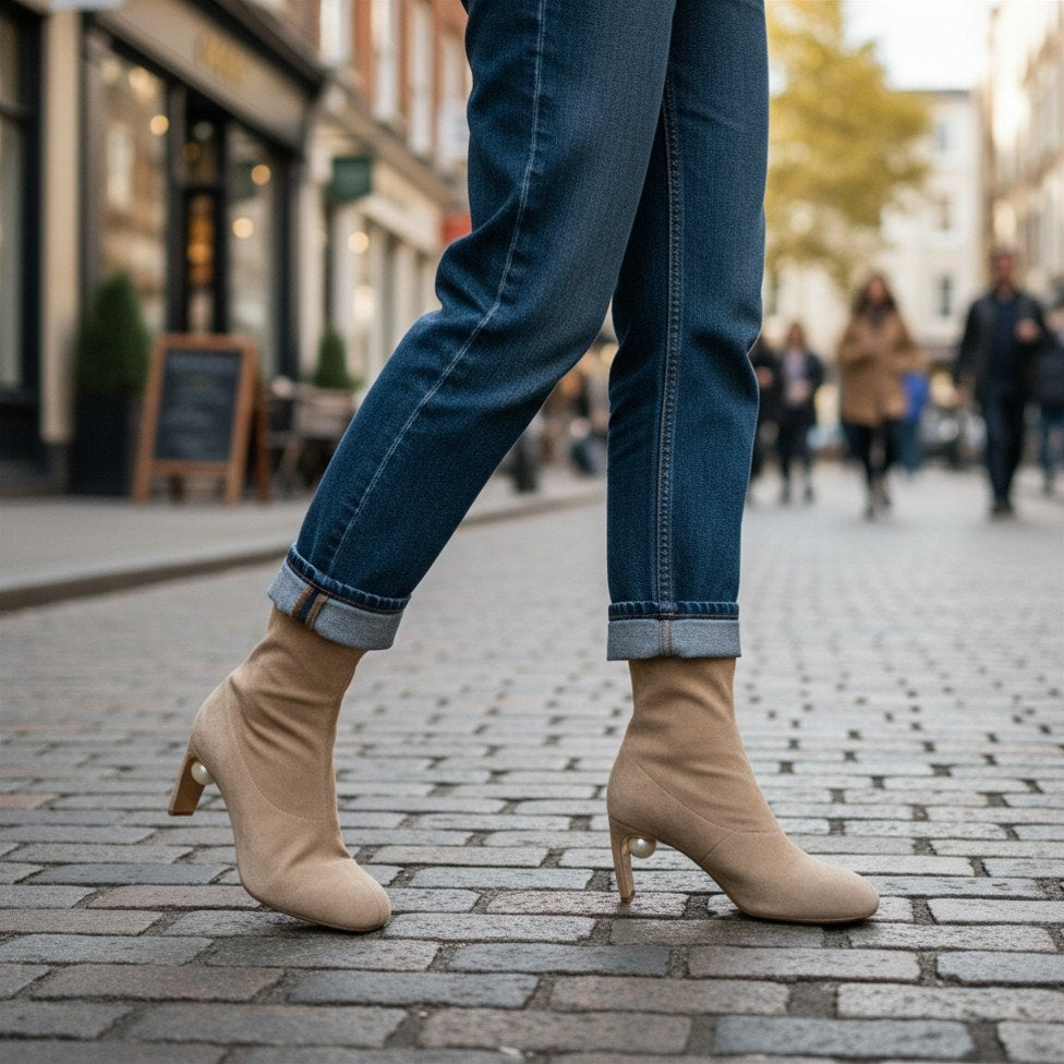 Luxury Ankle Boots for Women - Nicholas Kirkwood's Maeva Brown Stretch Suede - Prime Essentials