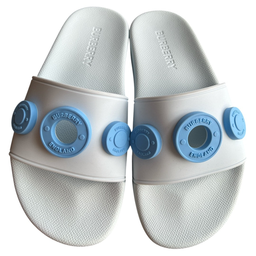 Burberry Furley Slide Sandals Logo Blue IT35 Comfort