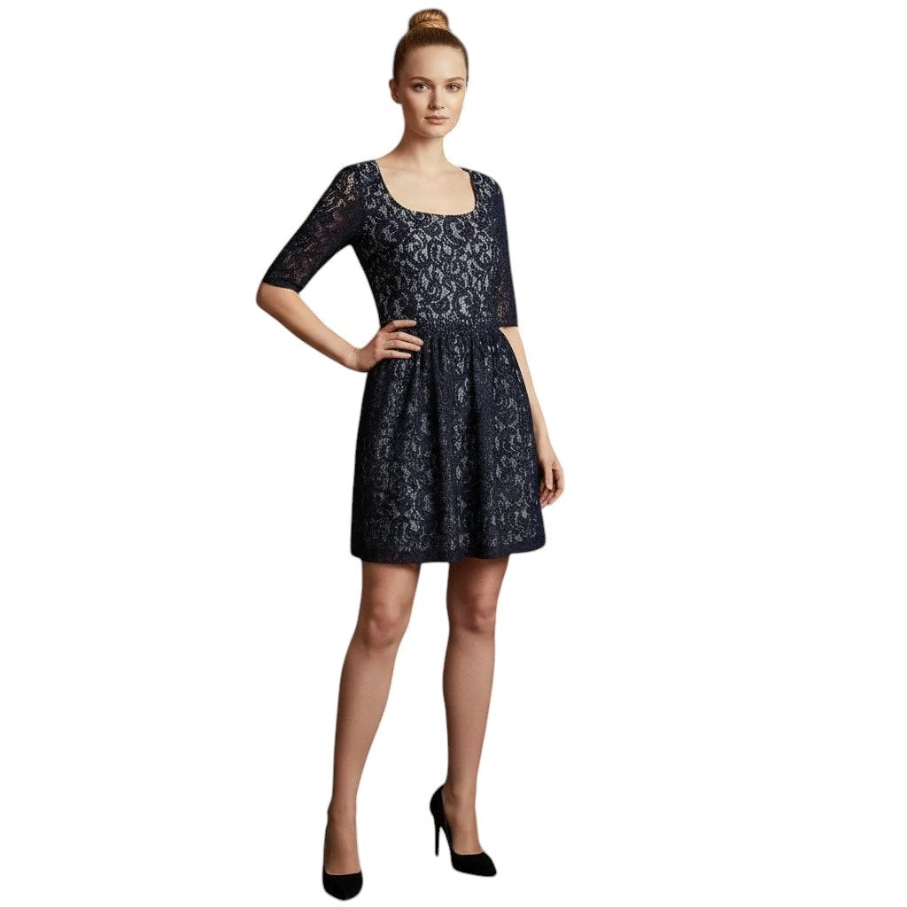 Elevate Your Style with the Carven Blue Lace Mini Dress - Timeless Elegance Redefined - Prime Essentials