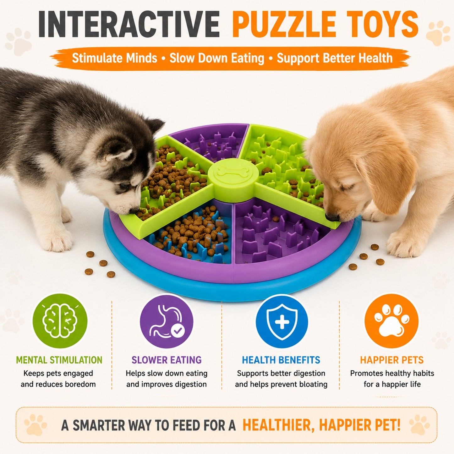 Prime Essentials 3-in-1 Slow Feeder Pet Bowl Interactive Puzzle Anti-Choking