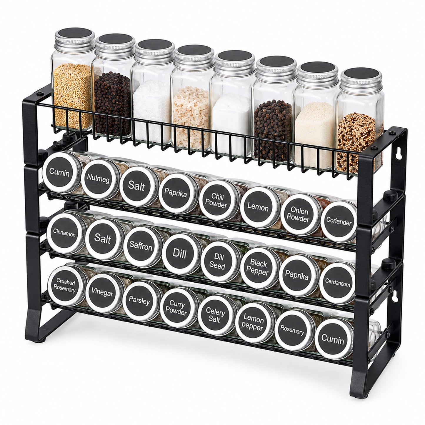 Prime Essentials Spice Rack Organizer 18x11 Metal Space-Saving Kitchen Storage