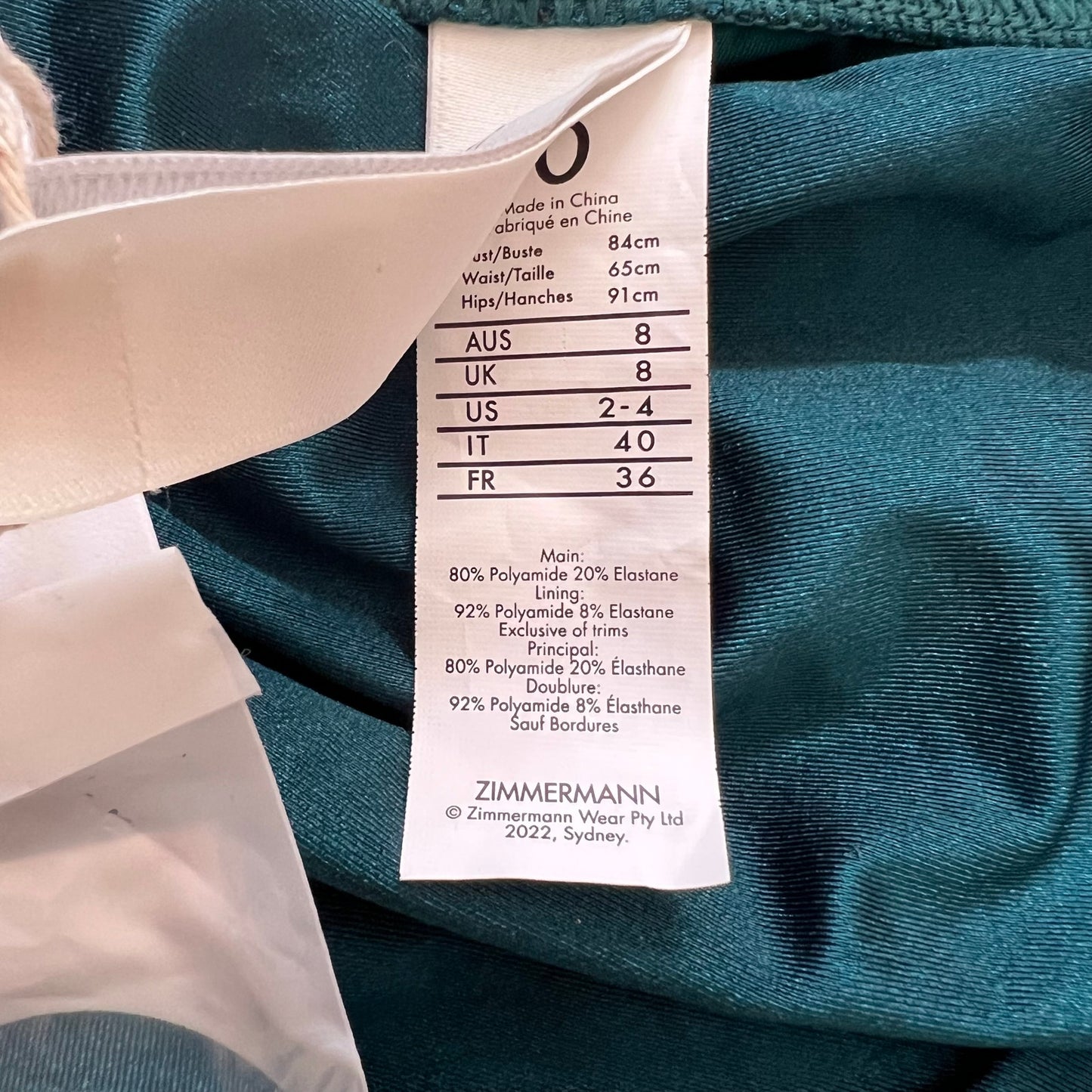Zimmermann Bandeau Swimsuit Cutout Bow Teal US4 Flattering