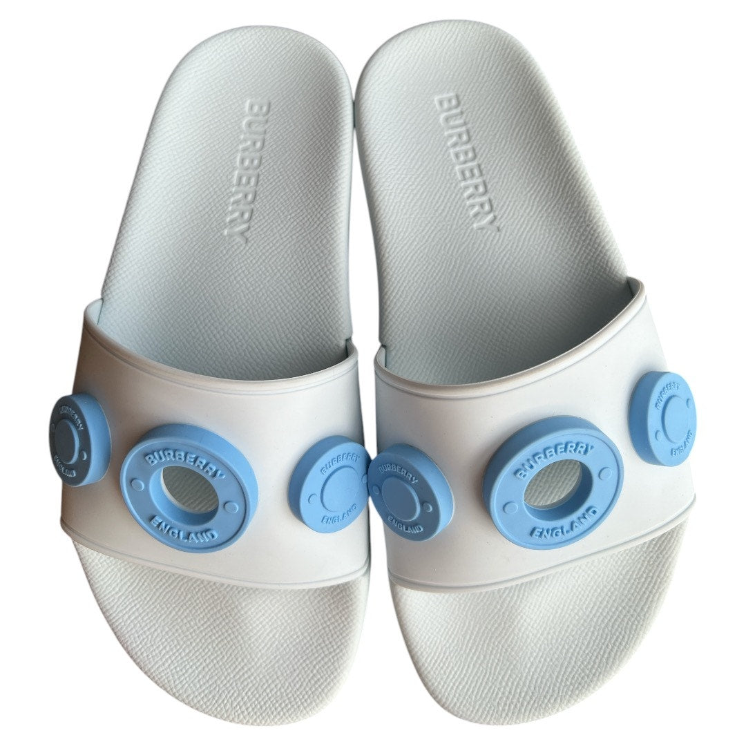 Burberry Furley Slide Sandals Logo Blue IT35 Comfort