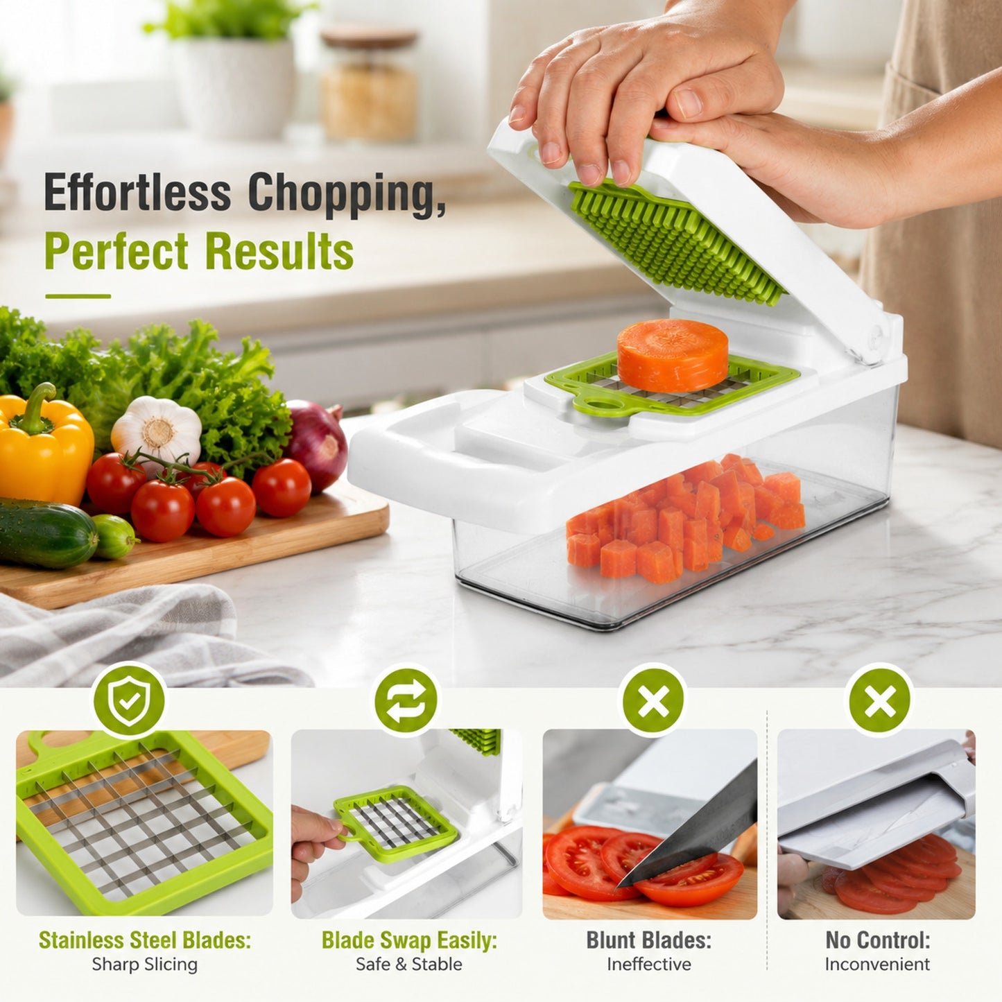 Prime Essentials 12-in-1 Vegetable Chopper with Container Fast Meal Prep