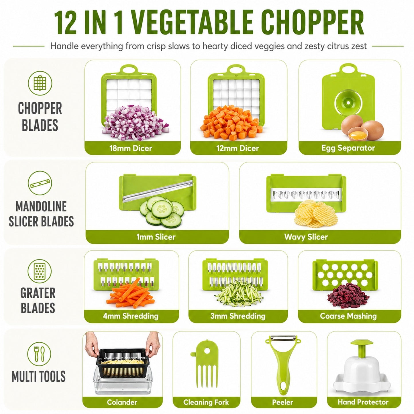 Prime Essentials 12-in-1 Vegetable Chopper with Container Fast Meal Prep