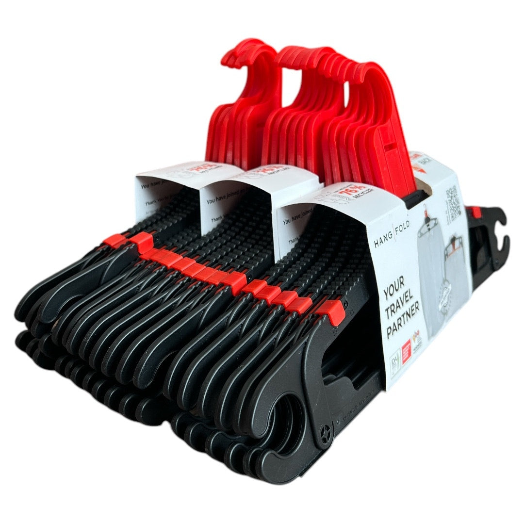 Hangfold Travel Hangers Foldable 18-Pack Red Space Saving