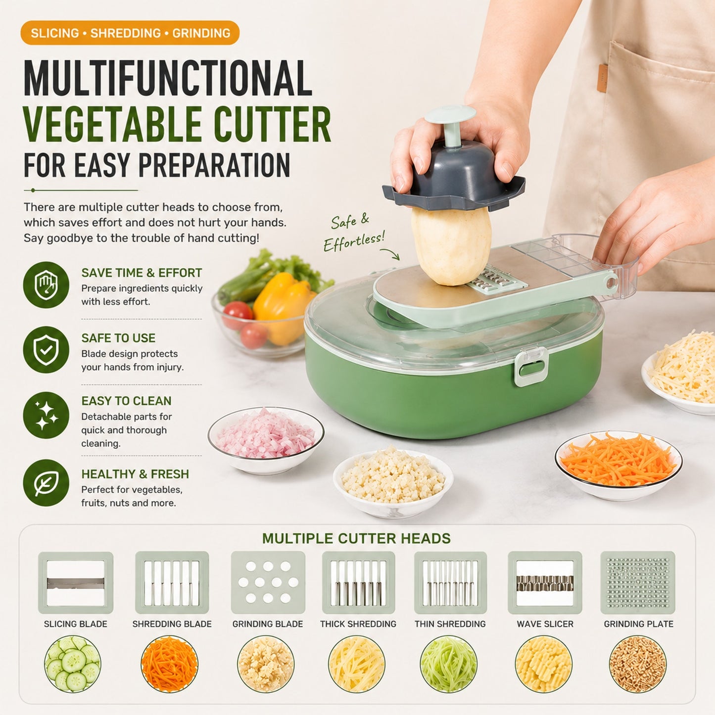 Prime Essentials Oval Vegetable Chopper Manual Food Dicer Fast Meal Prep