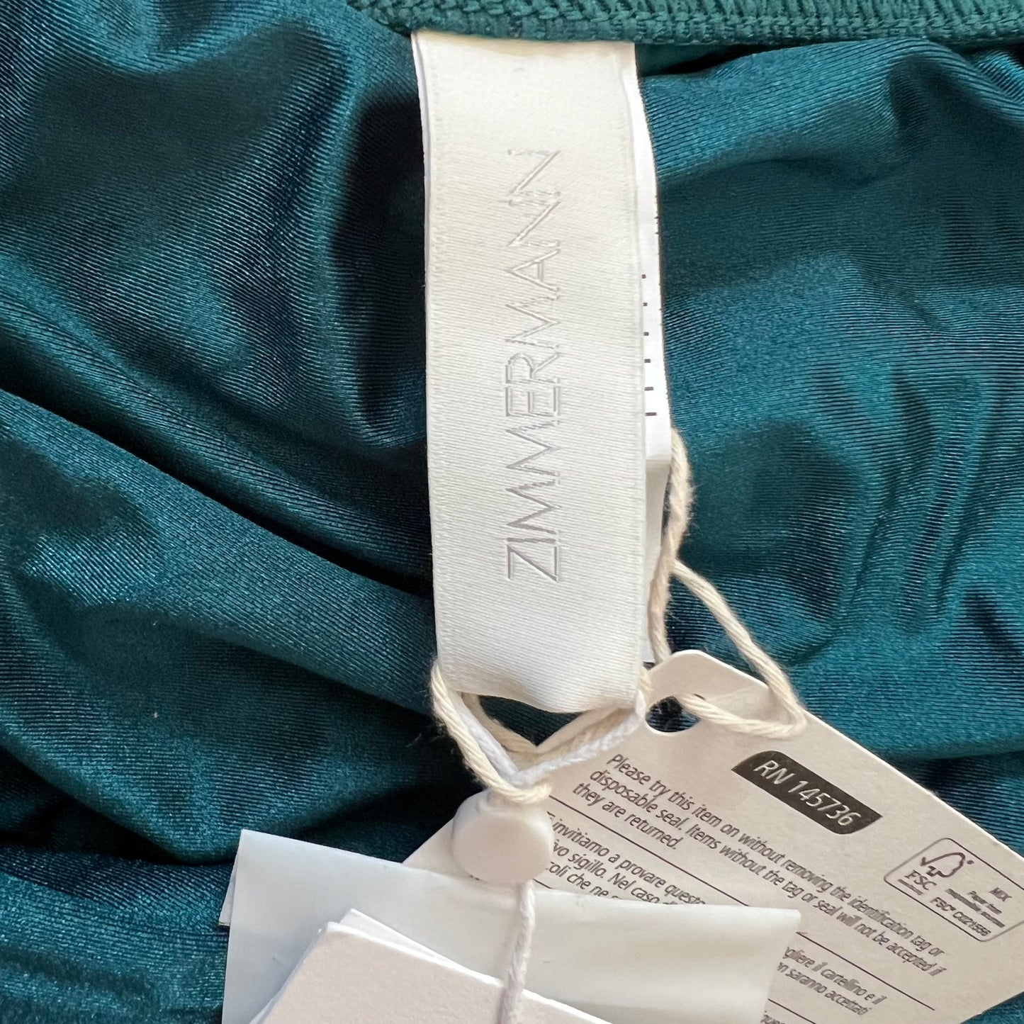 Zimmermann Bandeau Swimsuit Cutout Bow Teal US4 Flattering