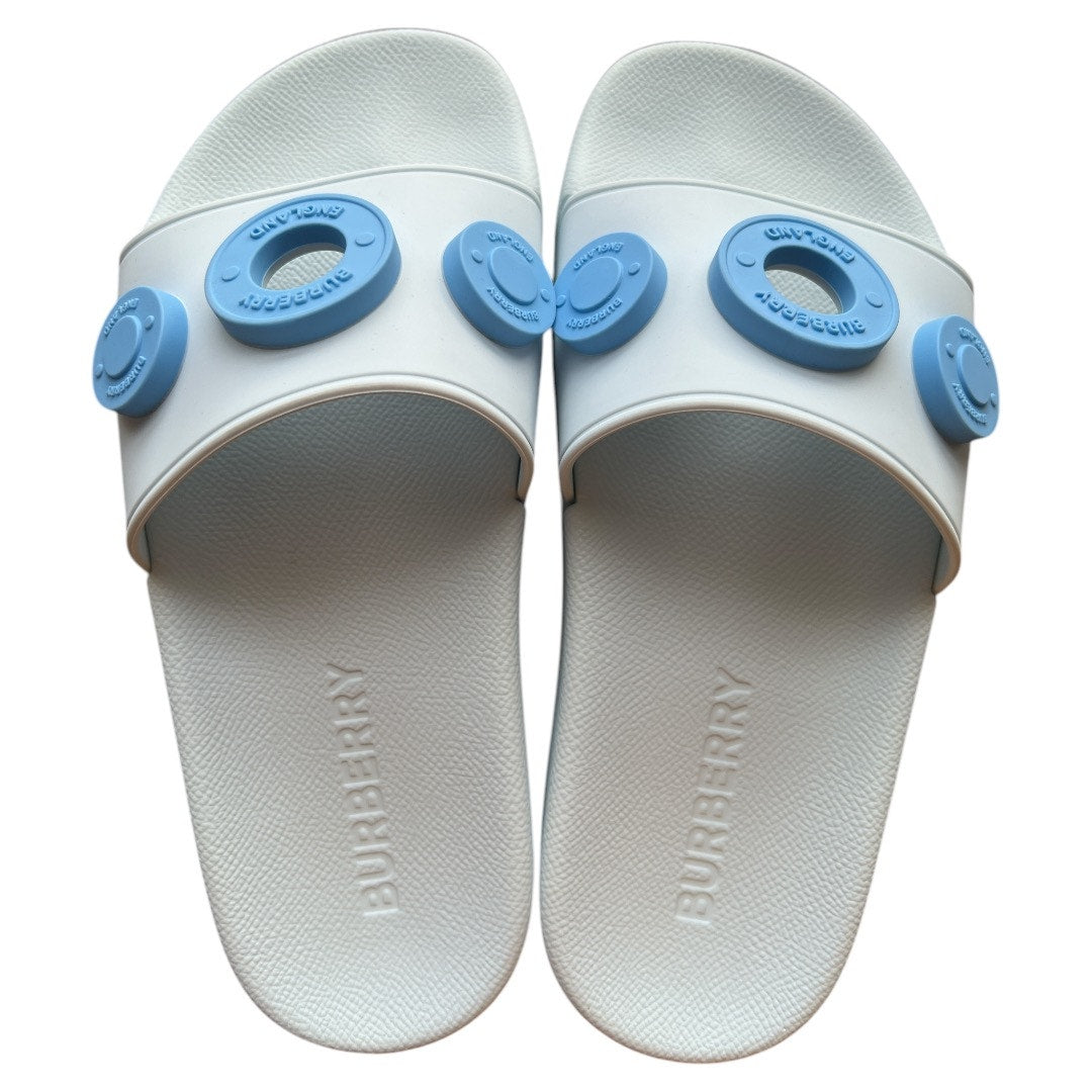Burberry Furley Slide Sandals Logo Blue IT35 Comfort