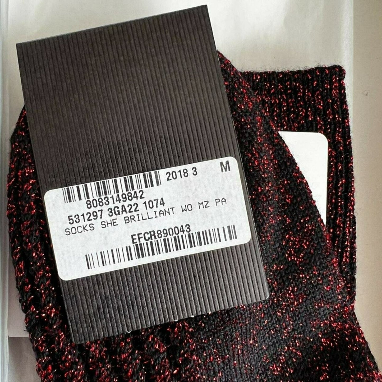 Gucci Wool Crew Socks Metallic M9 Red Black Luxury Comfort