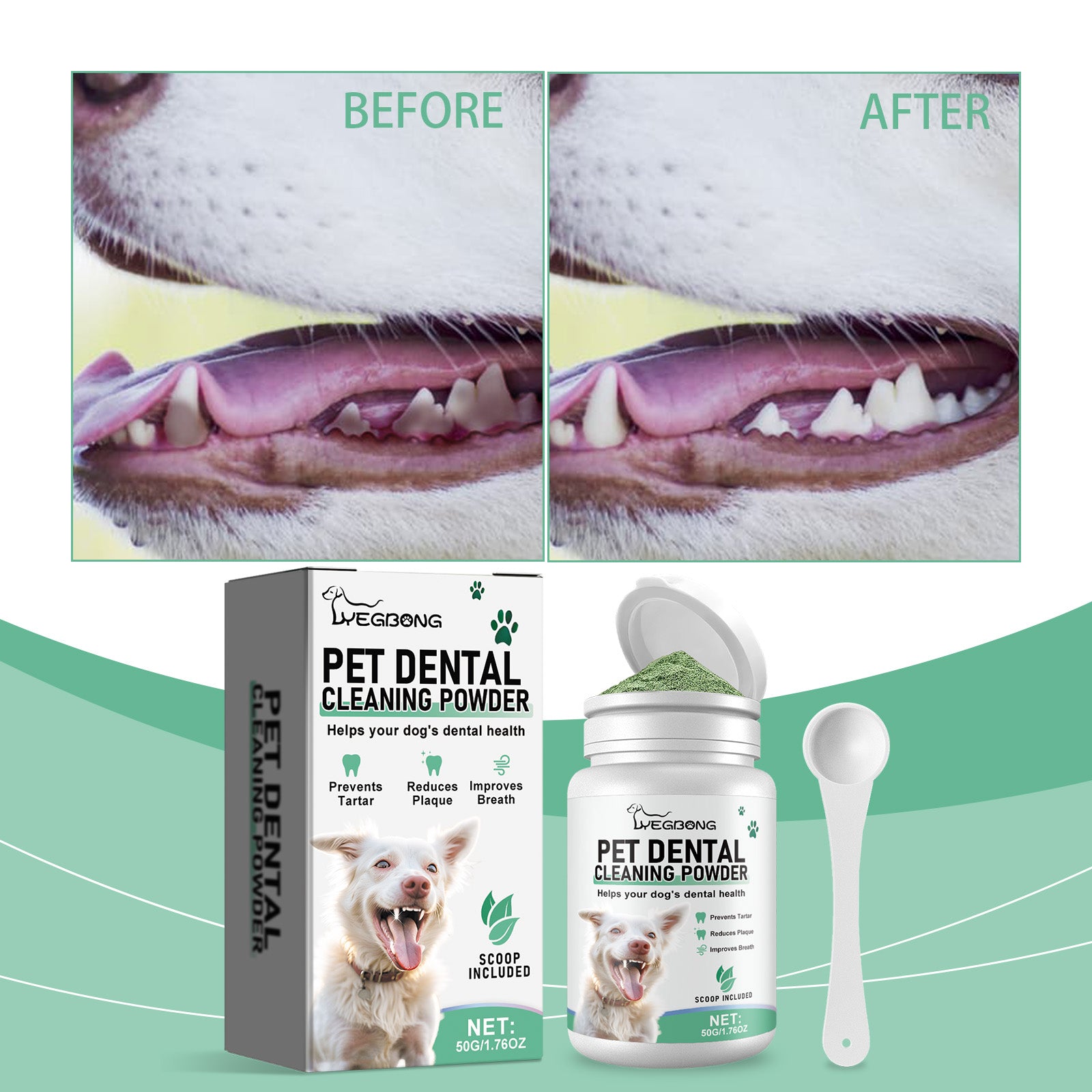Dog Tooth Cleaning Powder for Fresh Breath - product view 2