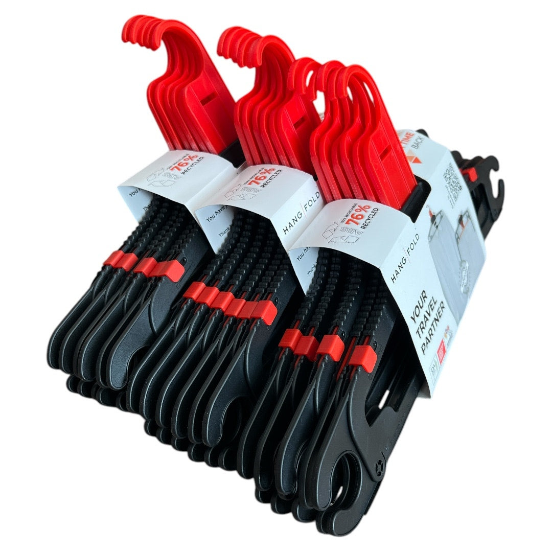 Hangfold Travel Hangers Foldable 18-Pack Red Space Saving