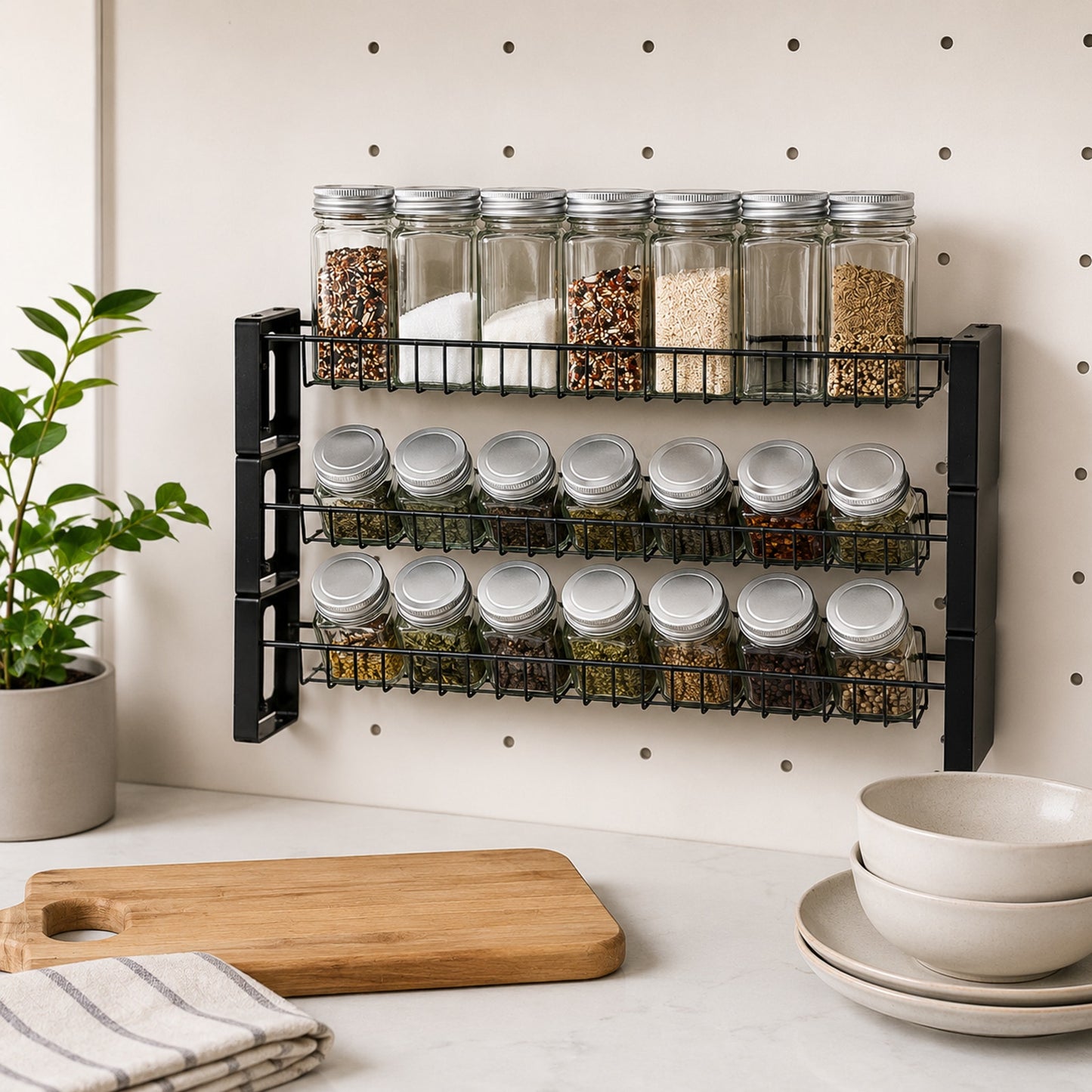 Prime Essentials Spice Rack Organizer 18x11 Metal Space-Saving Kitchen Storage