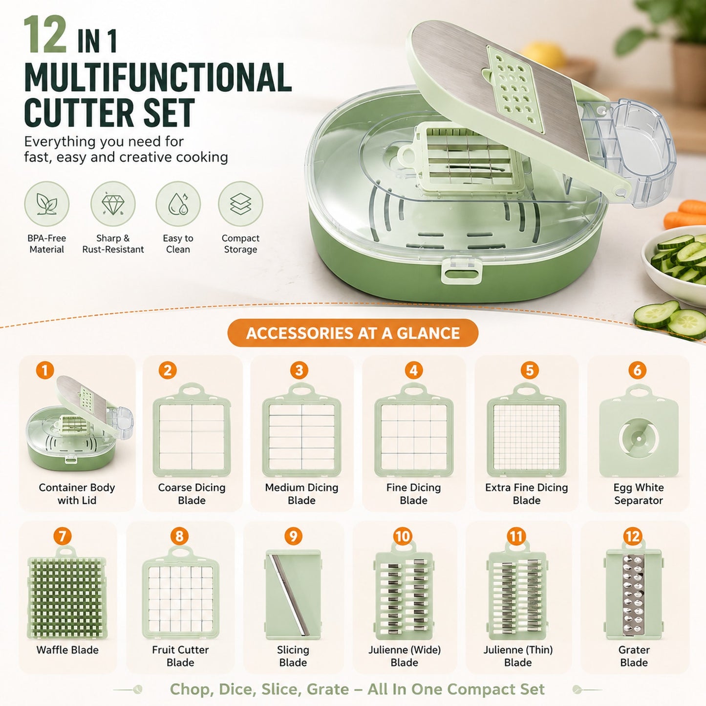 Prime Essentials Oval Vegetable Chopper Manual Food Dicer Fast Meal Prep
