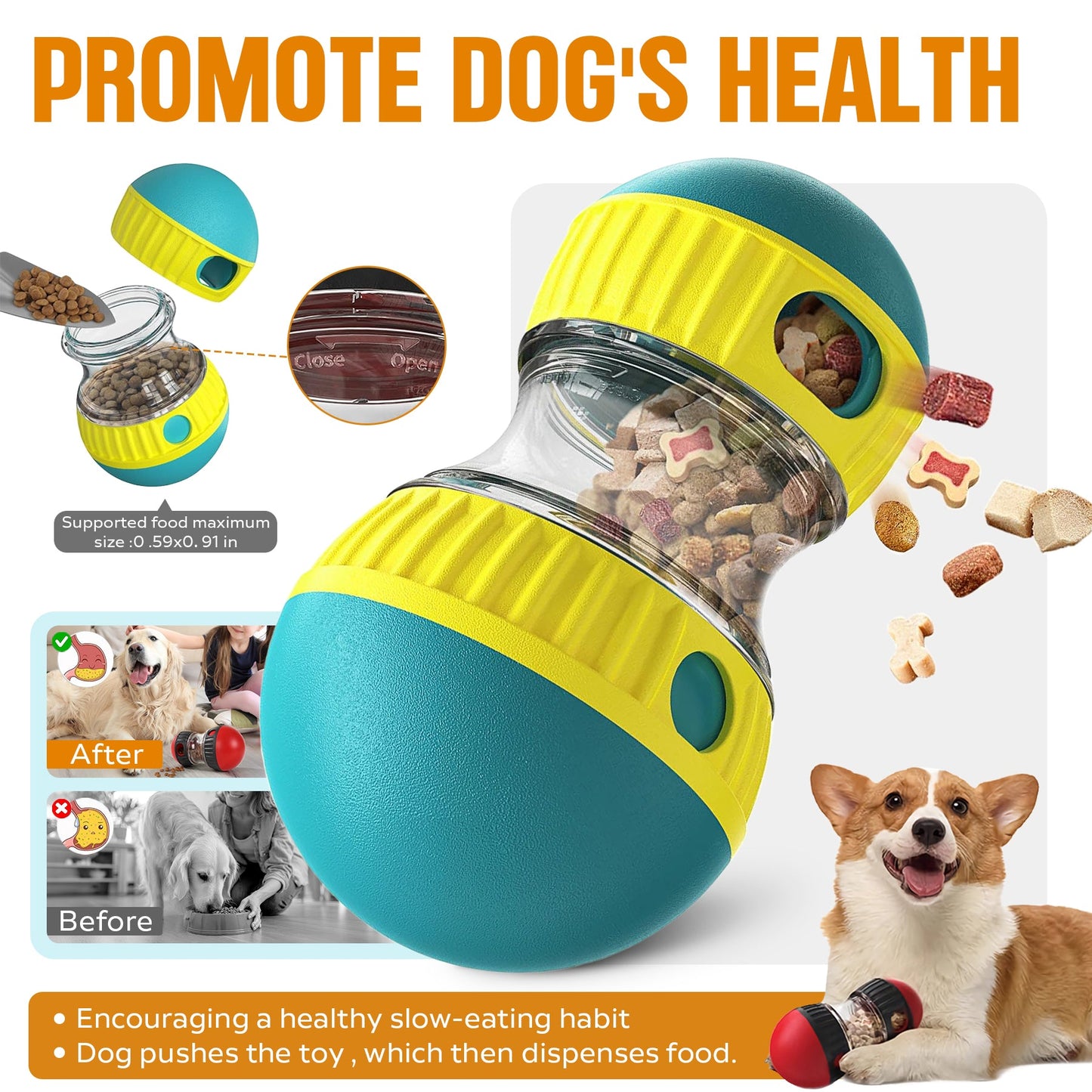 Dog Puzzle Treat Ball - Adjustable Slow Feeder Toy - Prime Essentials