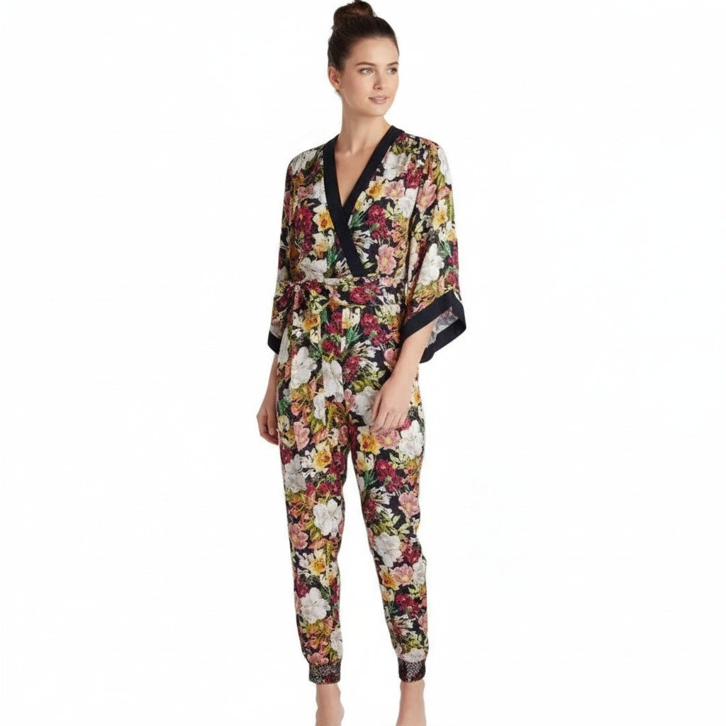 Alice + Olivia Satin Jumpsuit Floral US 0 Elegant Style