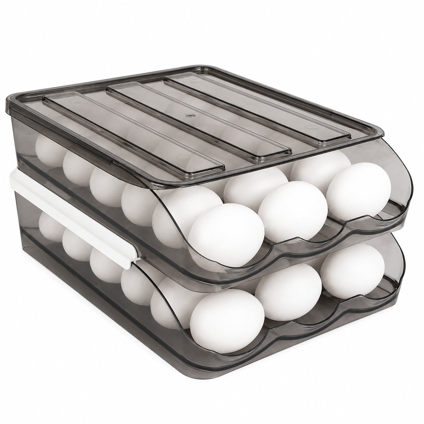 Prime Essentials Rolling Egg Organizer Auto Dispenser Clear Space-Saving Storage