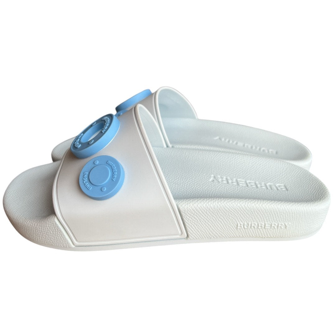 Burberry Furley Slide Sandals Logo Blue IT35 Comfort