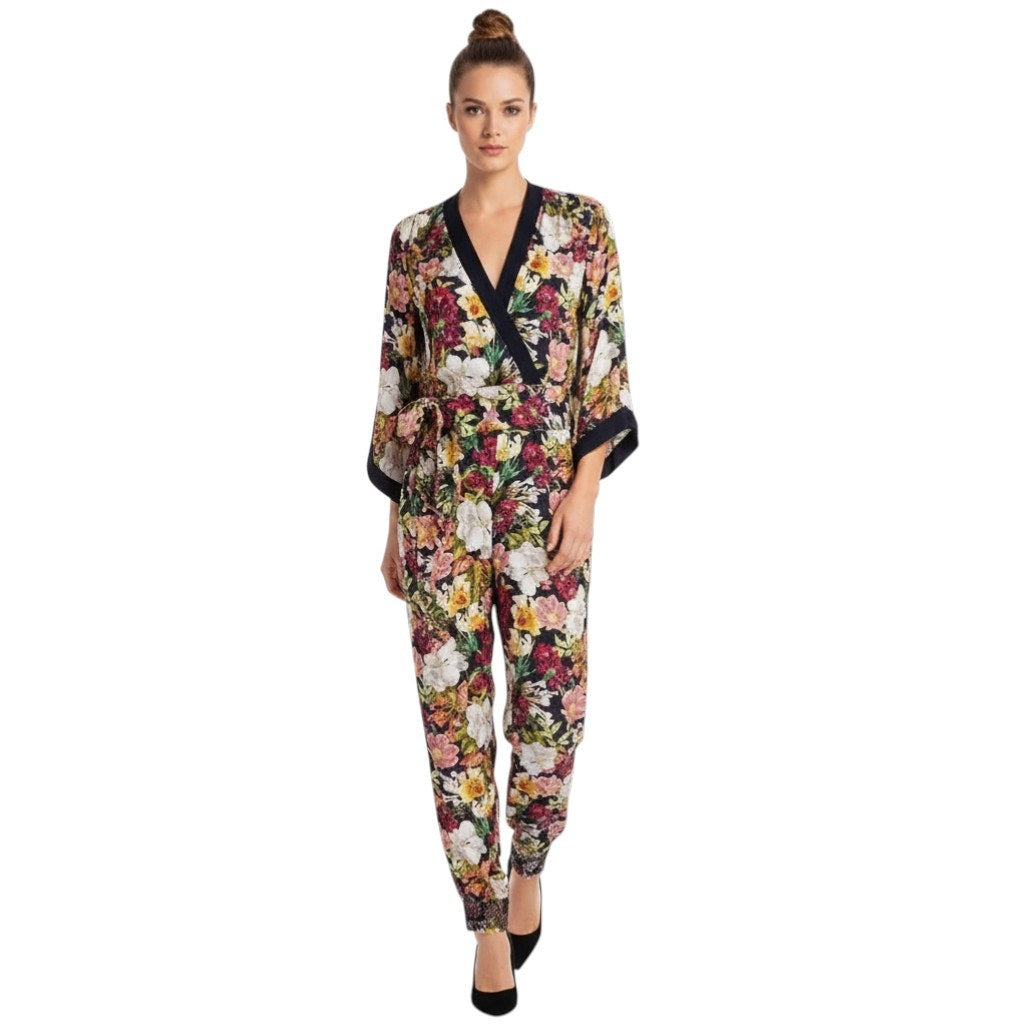 Alice + Olivia Satin Jumpsuit Floral US 0 Elegant Style