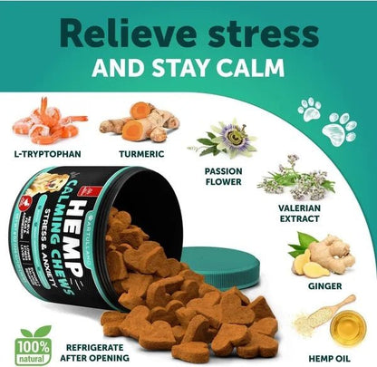Hemp Calming Chews for Dogs - Anxiety Relief Treats - Prime Essentials