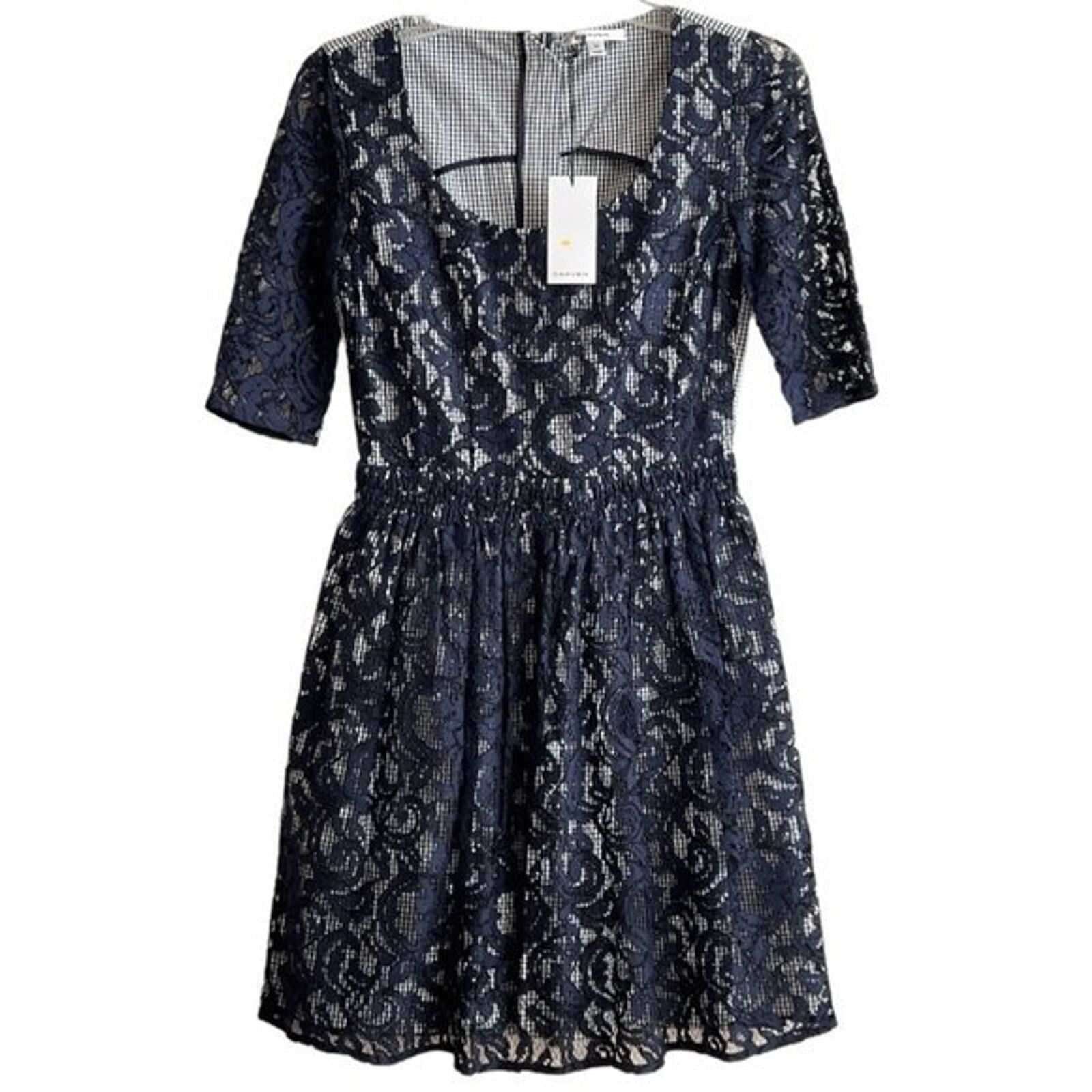 Elevate Your Style with the Carven Blue Lace Mini Dress - Timeless Elegance Redefined - Prime Essentials